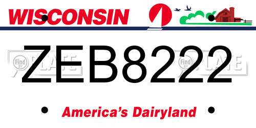 ZEB8222 Wisconsin License Plate