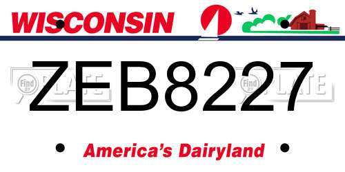 ZEB8227 Wisconsin License Plate