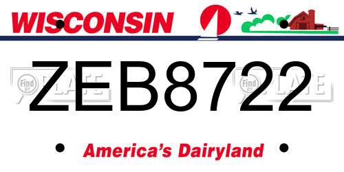 ZEB8722 Wisconsin License Plate