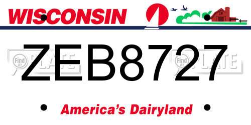 ZEB8727 Wisconsin License Plate