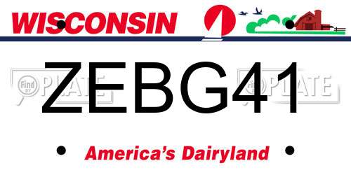 ZEBG41 Wisconsin License Plate