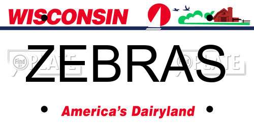 ZEBRAS Wisconsin License Plate