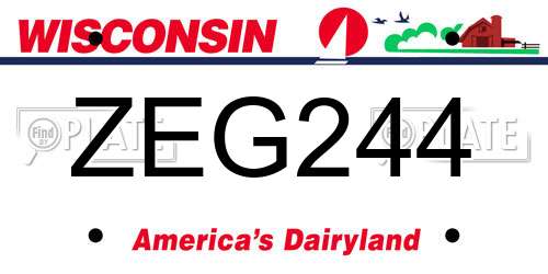 ZEG244 Wisconsin License Plate