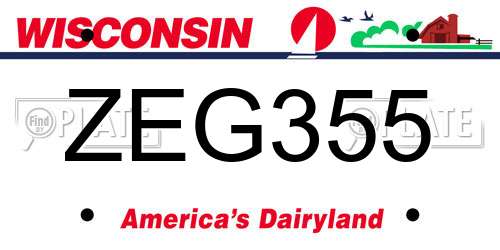 ZEG355 Wisconsin License Plate