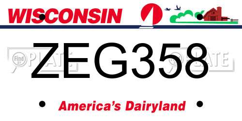 ZEG358 Wisconsin License Plate