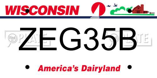 ZEG35B Wisconsin License Plate