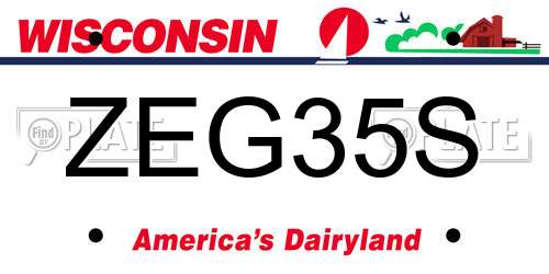 ZEG35S Wisconsin License Plate