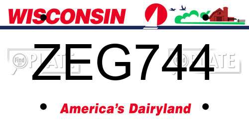 ZEG744 Wisconsin License Plate