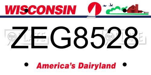 ZEG8528 Wisconsin License Plate