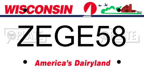 ZEGE58 Wisconsin License Plate