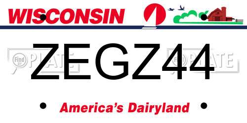 ZEGZ44 Wisconsin License Plate