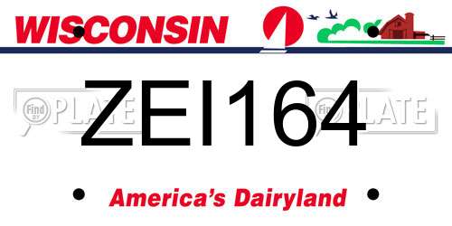 ZEI164 Wisconsin License Plate