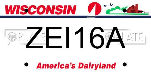ZEI16A Wisconsin License Plate