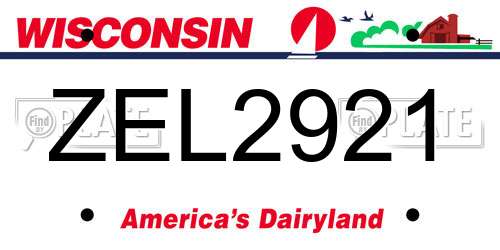 ZEL2921 Wisconsin License Plate