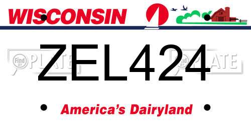ZEL424 Wisconsin License Plate