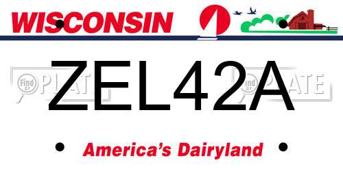 ZEL42A Wisconsin License Plate