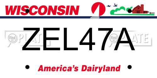 ZEL47A Wisconsin License Plate