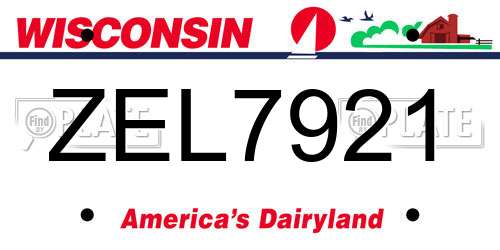 ZEL7921 Wisconsin License Plate
