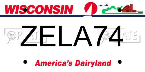 ZELA74 Wisconsin License Plate