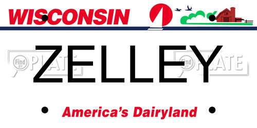 ZELLEY Wisconsin License Plate