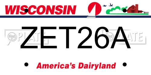 ZET26A Wisconsin License Plate