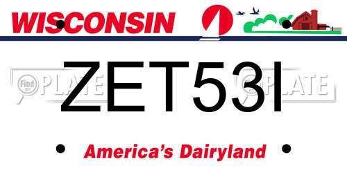 ZET53I Wisconsin License Plate
