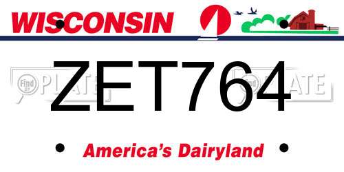 ZET764 Wisconsin License Plate