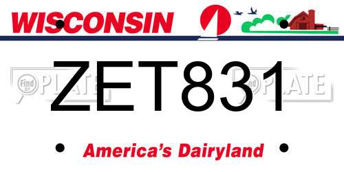 ZET831 Wisconsin License Plate