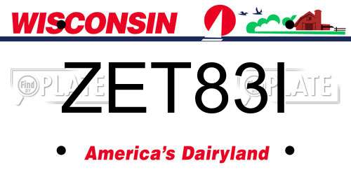 ZET83I Wisconsin License Plate