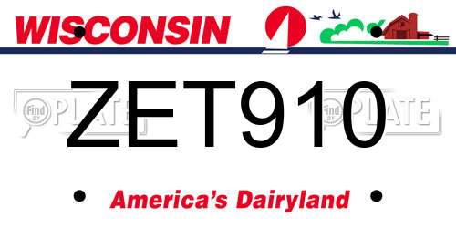 ZET910 Wisconsin License Plate