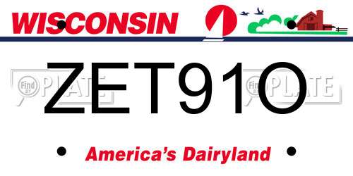ZET91O Wisconsin License Plate