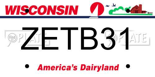 ZETB31 Wisconsin License Plate