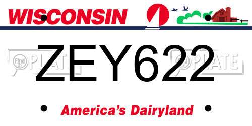 ZEY622 Wisconsin License Plate