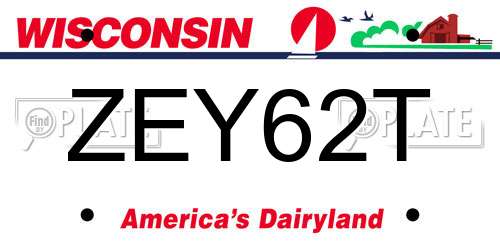 ZEY62T Wisconsin License Plate
