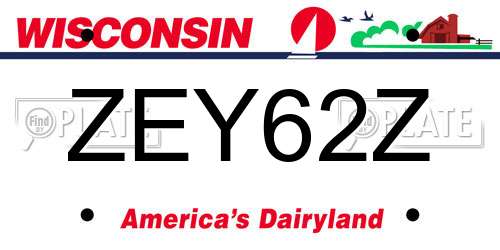 ZEY62Z Wisconsin License Plate