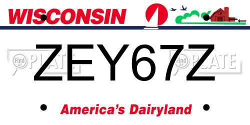 ZEY67Z Wisconsin License Plate
