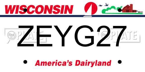 ZEYG27 Wisconsin License Plate