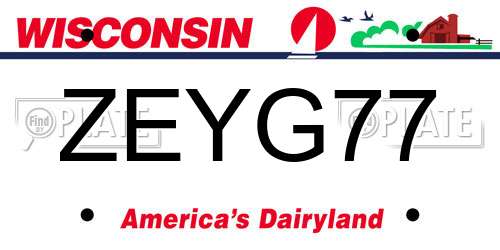ZEYG77 Wisconsin License Plate