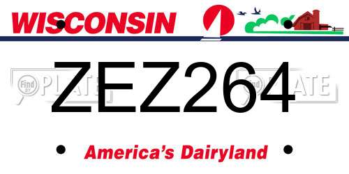 ZEZ264 Wisconsin License Plate