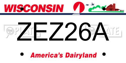 ZEZ26A Wisconsin License Plate