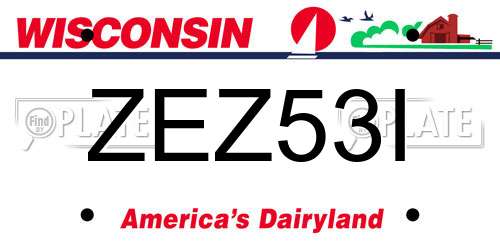 ZEZ53I Wisconsin License Plate