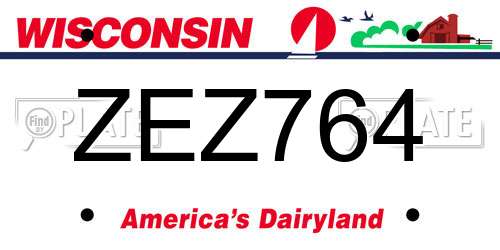 ZEZ764 Wisconsin License Plate