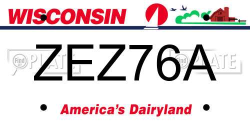 ZEZ76A Wisconsin License Plate