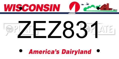ZEZ831 Wisconsin License Plate