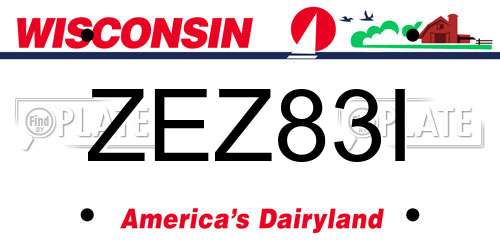 ZEZ83I Wisconsin License Plate