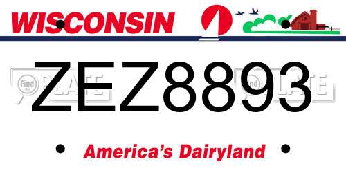 ZEZ8893 Wisconsin License Plate