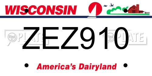 ZEZ910 Wisconsin License Plate