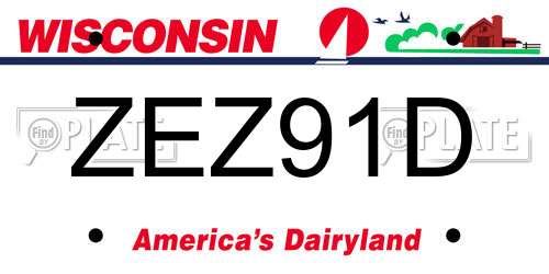 ZEZ91D Wisconsin License Plate