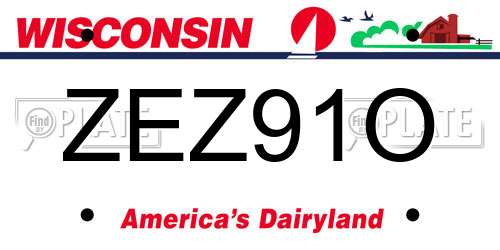 ZEZ91O Wisconsin License Plate