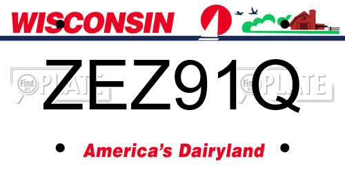 ZEZ91Q Wisconsin License Plate